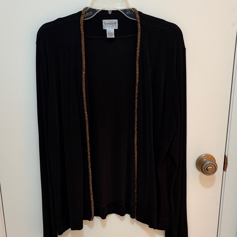 Chico's Black Cardigan with Gold Accents